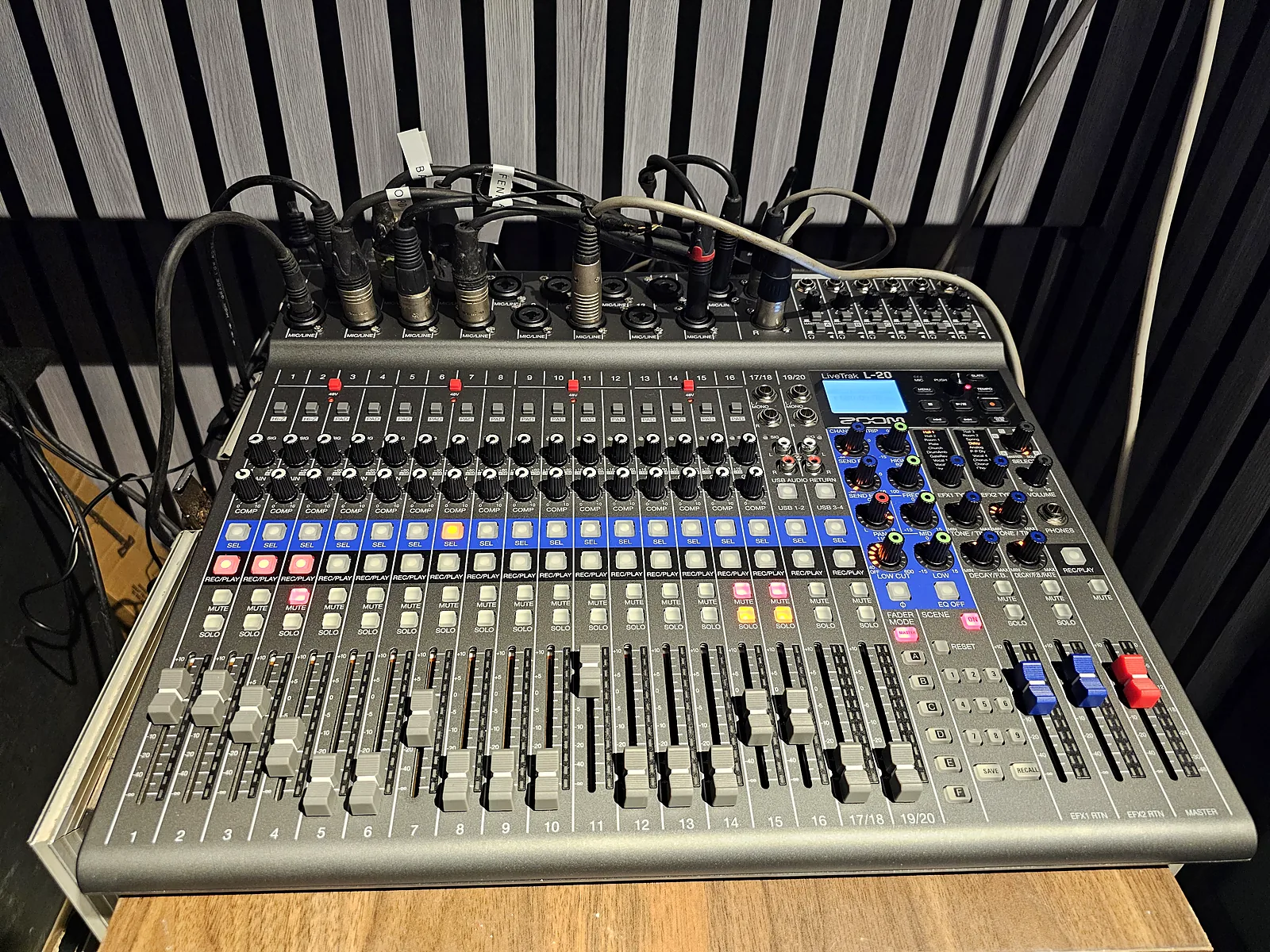 Zoom LiveTrak L-20 20-channel digital mixer and recorder in the studio